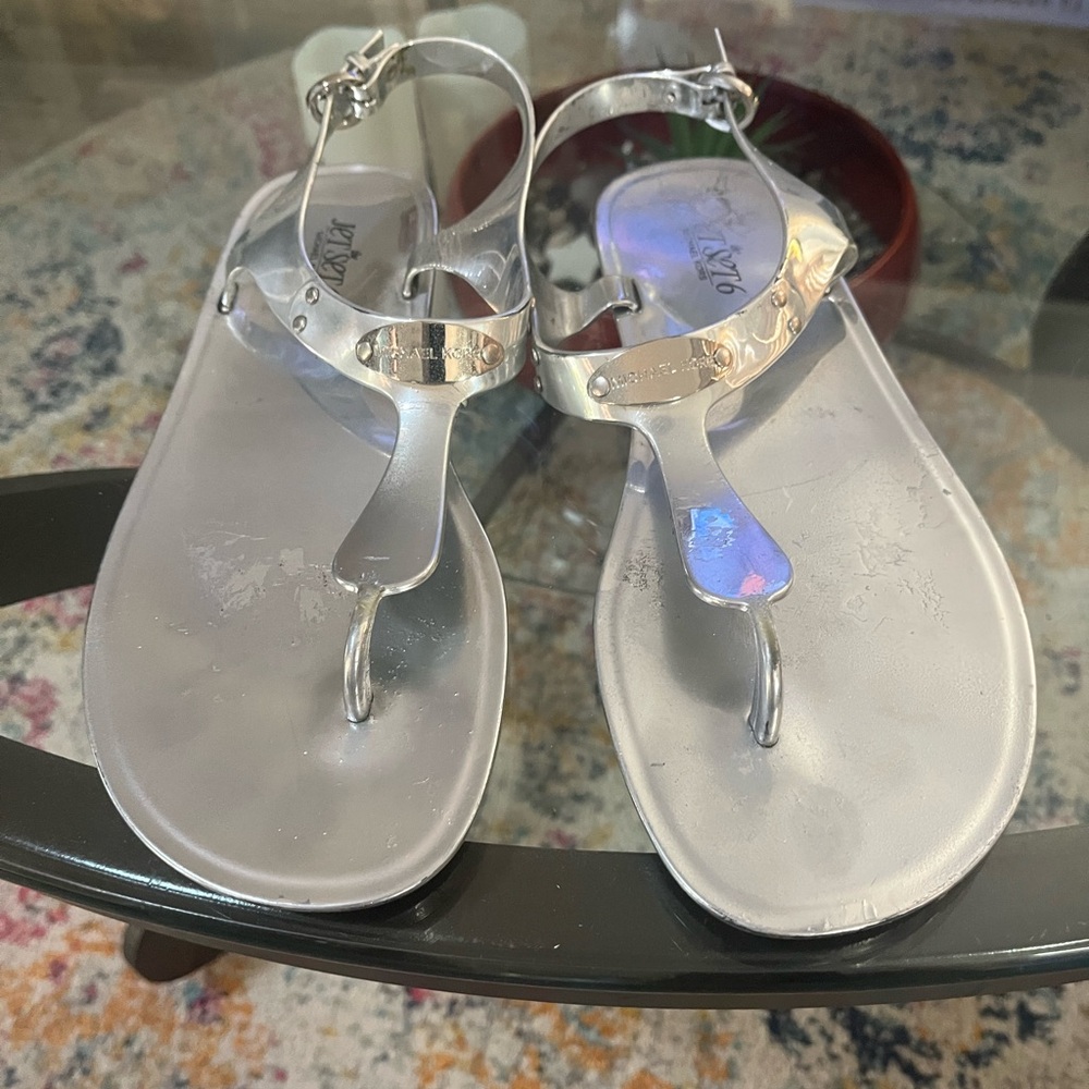 Michael Kors Silver Sandals Size 10